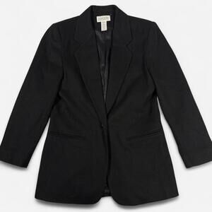 Lands End Vintage Blazer Womens 6P Black Cashmere Wool